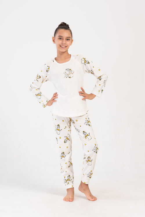 KIZ COCUK SUPREM UZUN KOL PIJAMA TAKIM(3 - 4/7 - 8) 405338 - Vienetta1.GrupKREM