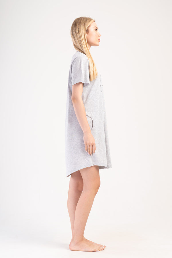 KADIN XXL KISA KOL TUNIK SUPREM 405354 - Vienetta1.GrupGRAY MELANGE