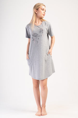 KADIN XXL KISA KOL TUNIK SUPREM 405354 - Vienetta1.GrupA.GRI MELANJ