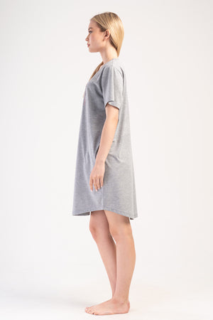 KADIN XXL KISA KOL TUNIK SUPREM 405354 - Vienetta1.GrupGRAY MELANGE