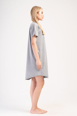 KADIN XXL KISA KOL TUNIK SUPREM 405354 - Vienetta1.GrupGRAY MELANGE