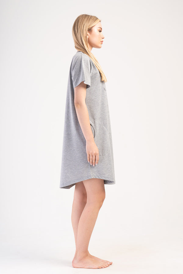 KADIN XXL KISA KOL TUNIK SUPREM 405354 - Vienetta1.GrupGRAY MELANGE