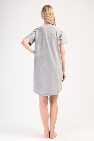 KADIN XXL KISA KOL TUNIK SUPREM 405354 - Vienetta1.GrupGRAY MELANGE