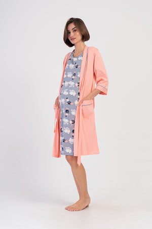 KADIN SUPREM HAMILE 3/4KOL SABAHLIK TAKIM 405364 - Vienetta1.GrupBABY PINK