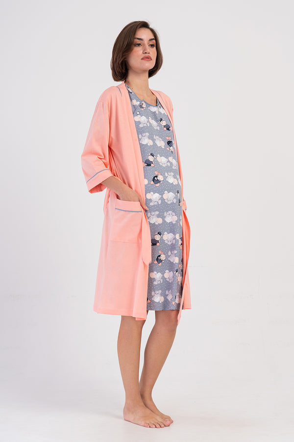 KADIN SUPREM HAMILE 3/4KOL SABAHLIK TAKIM 405364 - Vienetta1.GrupBABY PINK