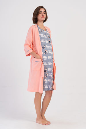 KADIN SUPREM HAMILE 3/4KOL SABAHLIK TAKIM 405364 - Vienetta1.GrupBABY PINK