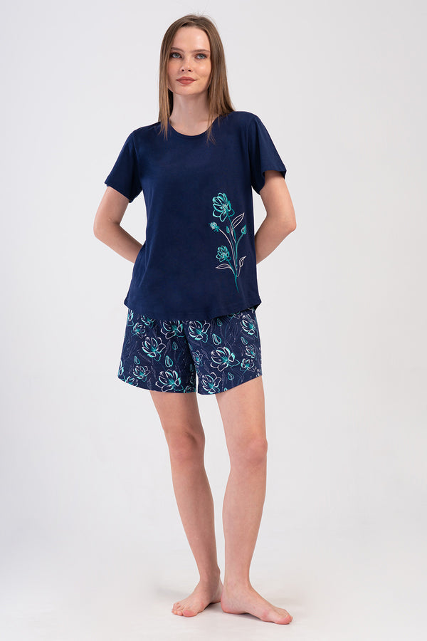 KADIN BATTAL XXL KISA KOL SORT TAKIM 405368 - Vienetta1.GrupY.LACIVERT