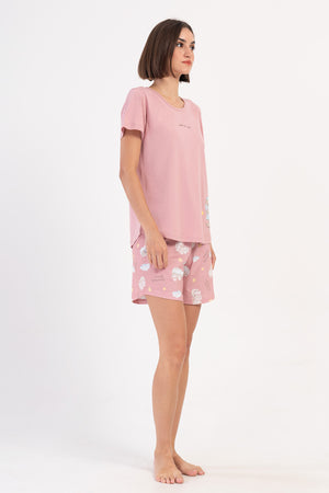 KADIN KISA KOL SORT TAKIM 407003 - Vienetta1.GrupPUDRA PEMBE