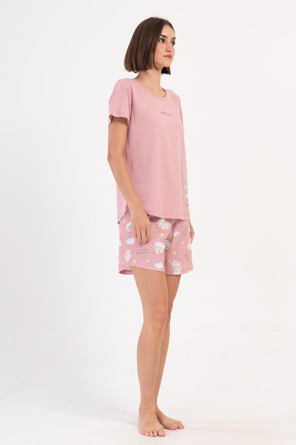 KADIN KISA KOL SORT TAKIM 407003 - Vienetta1.GrupPUDRA PEMBE