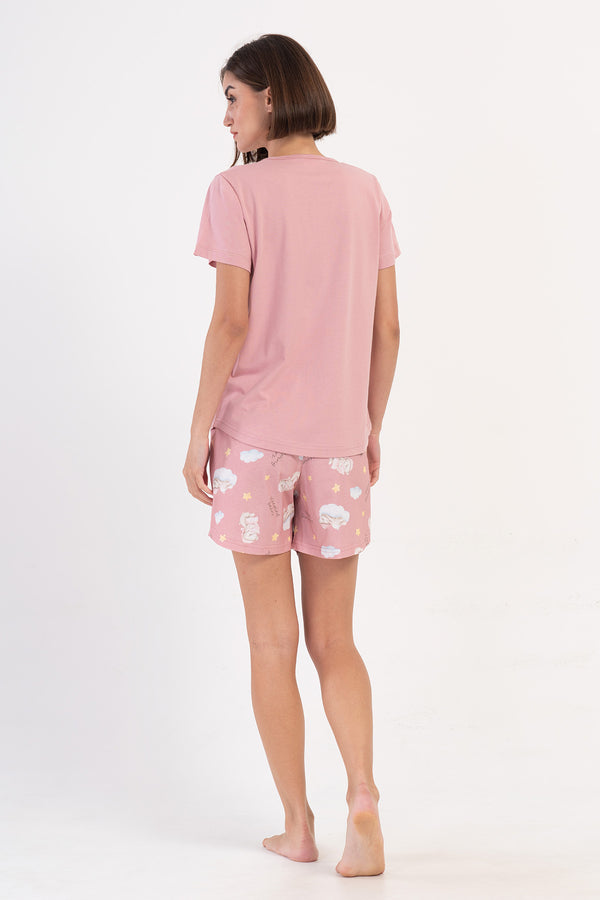 KADIN KISA KOL SORT TAKIM 407003 - Vienetta1.GrupPUDRA PEMBE