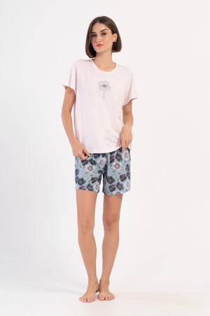 KADIN XXL KISA KOL SORT TAKIM 407014 - Vienetta1.GrupAÇIK PEMBE