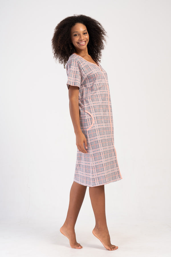 KADIN SUPREM FERMUARLI KISA KOL EV ELBISESI 407091 - Vienetta1.GrupGRI