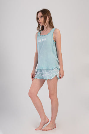 Woman Supreme Big Size Sea Star Sleeveless Short Set