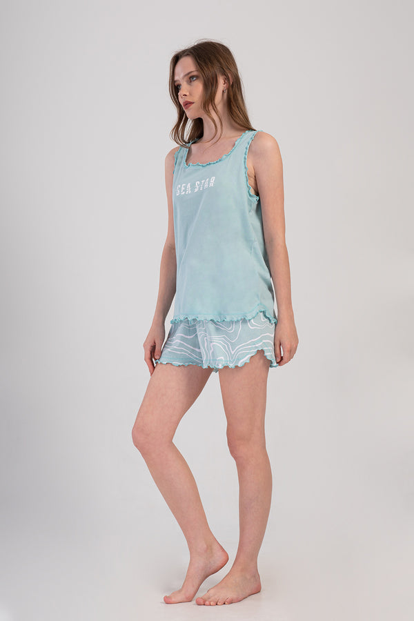 Woman Supreme Big Size Sea Star Sleeveless Short Set