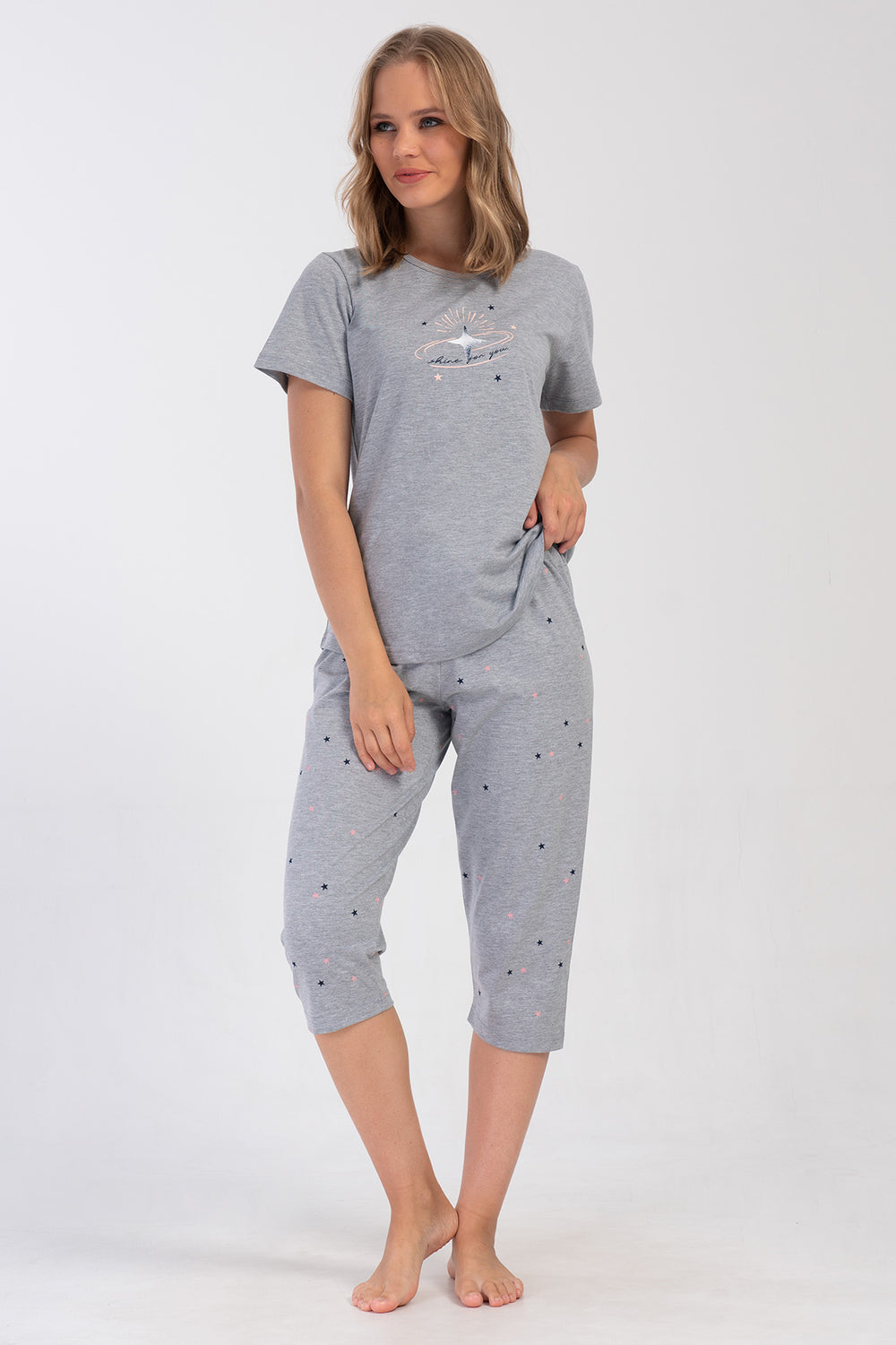 KADIN XXL KAPRI TAKIM SUPREM 408143 - Vienetta1.GrupGRAY MELANGE