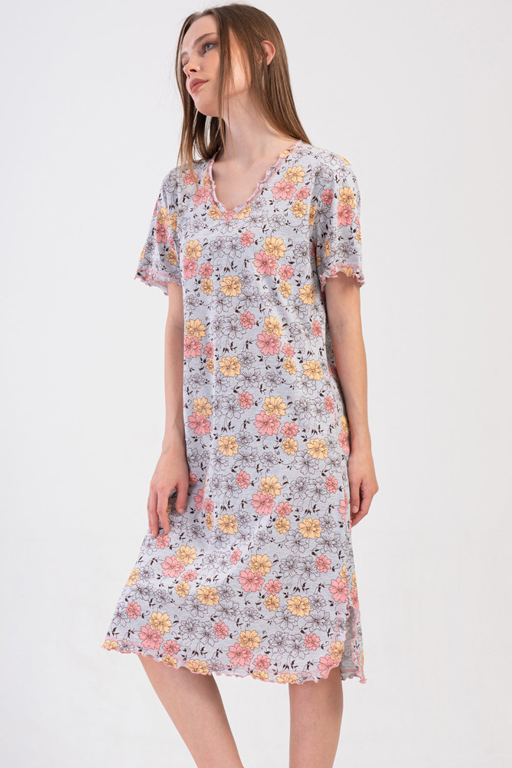 KADIN XXL KISA KOL TUNIK 408188 - VienettaGRAY MELANGE2XL