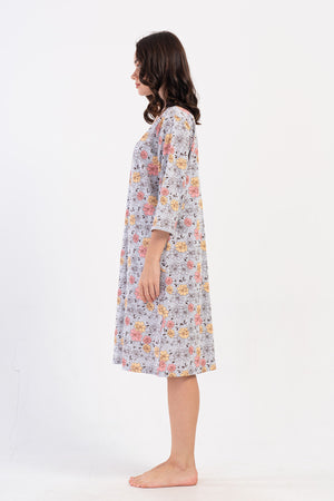 KADIN SUPREM XXL FERMUARLI 3/4KOL EV ELBISESI 408190 - Vienetta1.GrupGRAY MELANGE