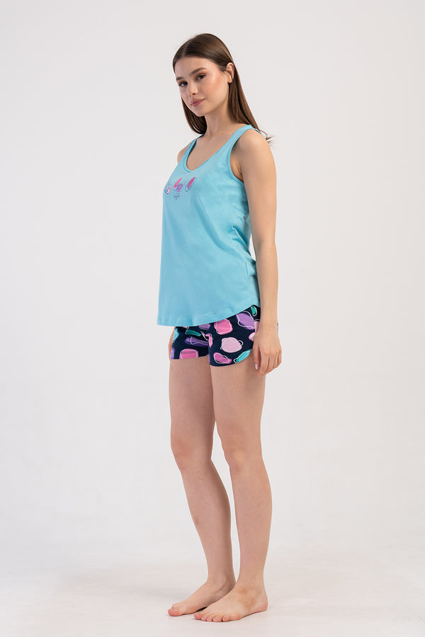 Woman Lycra Supreme Sleeveless Offe Short Set