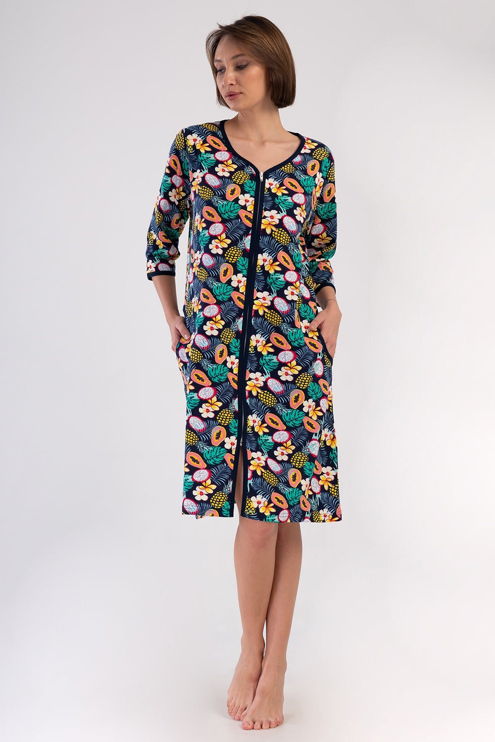 KADIN BATTAL XXL EV ELBISESI SUPREM 408303 - VienettaY.LACIVERT6XL