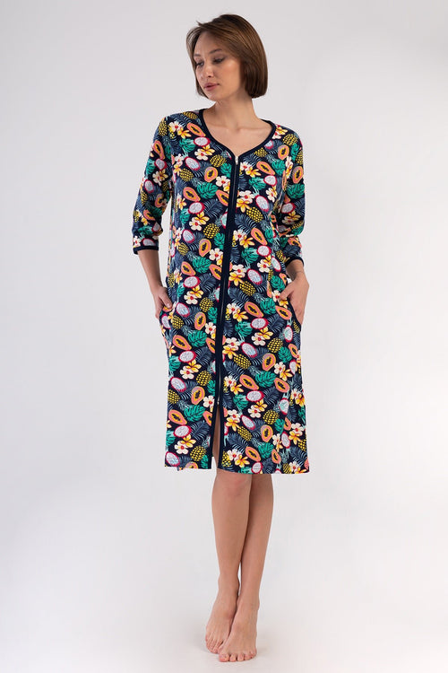 KADIN BATTAL XXL EV ELBISESI SUPREM 408303 - VienettaY.LACIVERT6XL