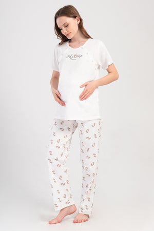 HAMILE PIJAMA TAKIM SUPREM 408328 - Vienetta1.GrupBEYAZ