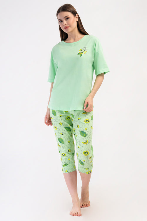 Woman Lycra Supreme Big Size Fruit Capri Set