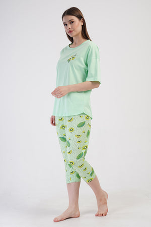 Woman Lycra Supreme Big Size Fruit Capri Set