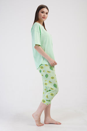 Woman Lycra Supreme Big Size Fruit Capri Set
