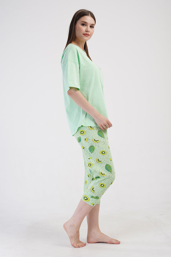 Woman Lycra Supreme Big Size Fruit Capri Set