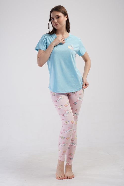 KADIN TAYT PIJAMA TAKIM LYC SUPREM DREAM 408346 - Vienetta1.GrupBLUE ATOLL