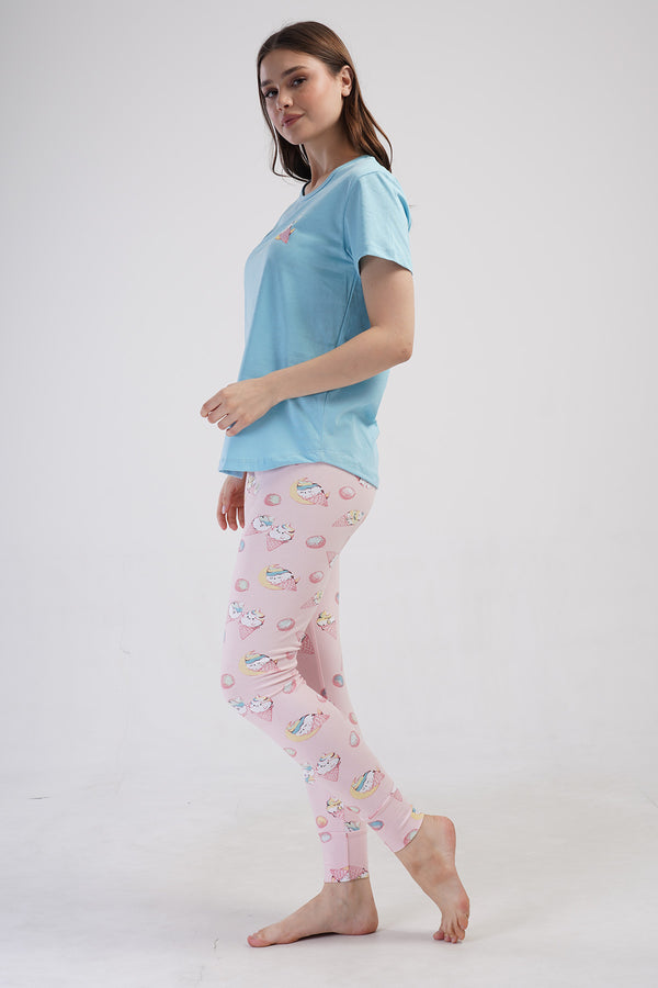 KADIN TAYT PIJAMA TAKIM LYC SUPREM DREAM 408346 - Vienetta1.GrupBLUE ATOLL