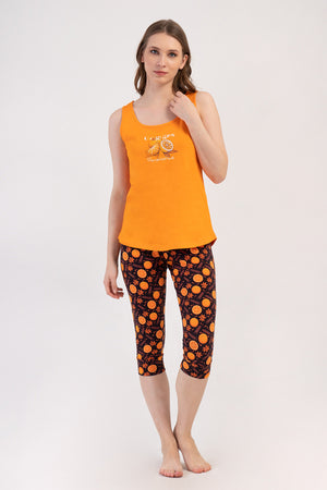 Woman Lycra Supreme Orangey Capri Set