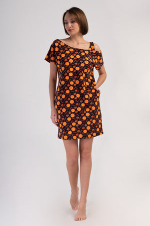 Woman Lycra Supreme Wide Collar Orangey Tunic