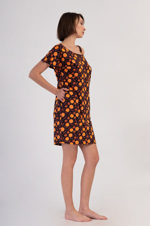 Woman Lycra Supreme Wide Collar Orangey Tunic
