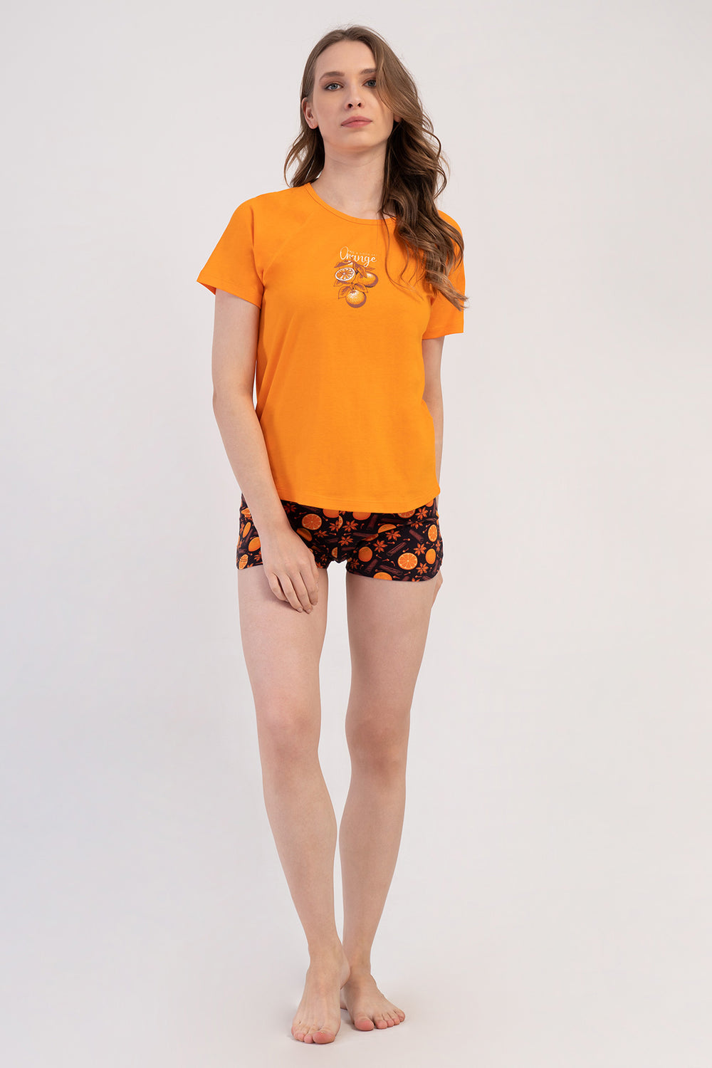 Woman Lycra Supreme Orangey Short Set