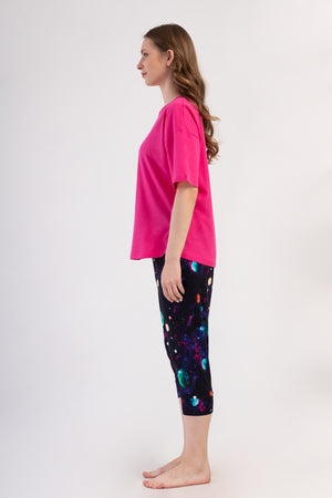 Woman Lycra Supreme Big Size Galaxy Capri Set