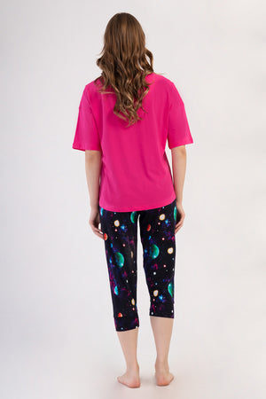 Woman Lycra Supreme Big Size Galaxy Capri Set