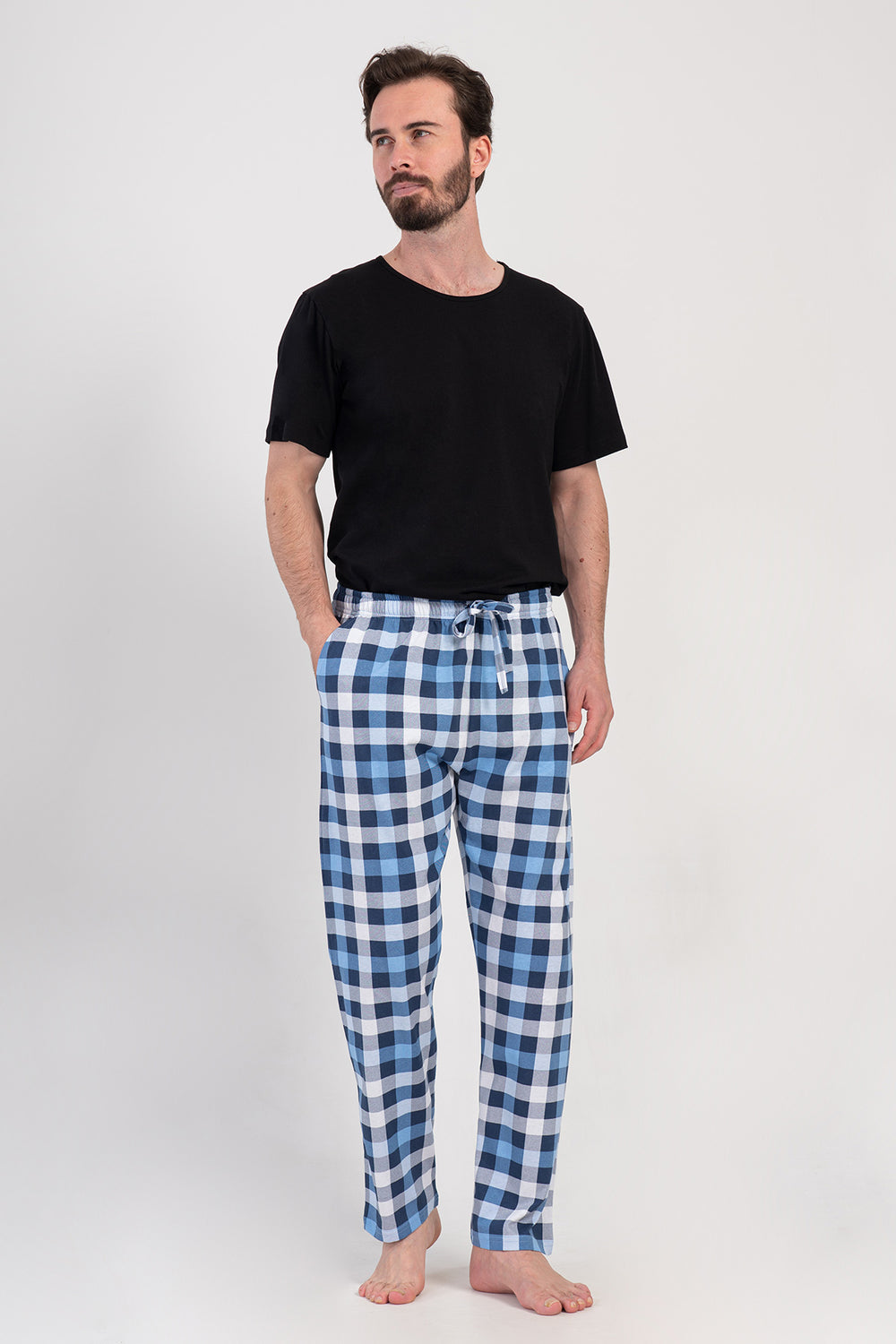 Man Supreme Blue Plaid Pyjama Separate
