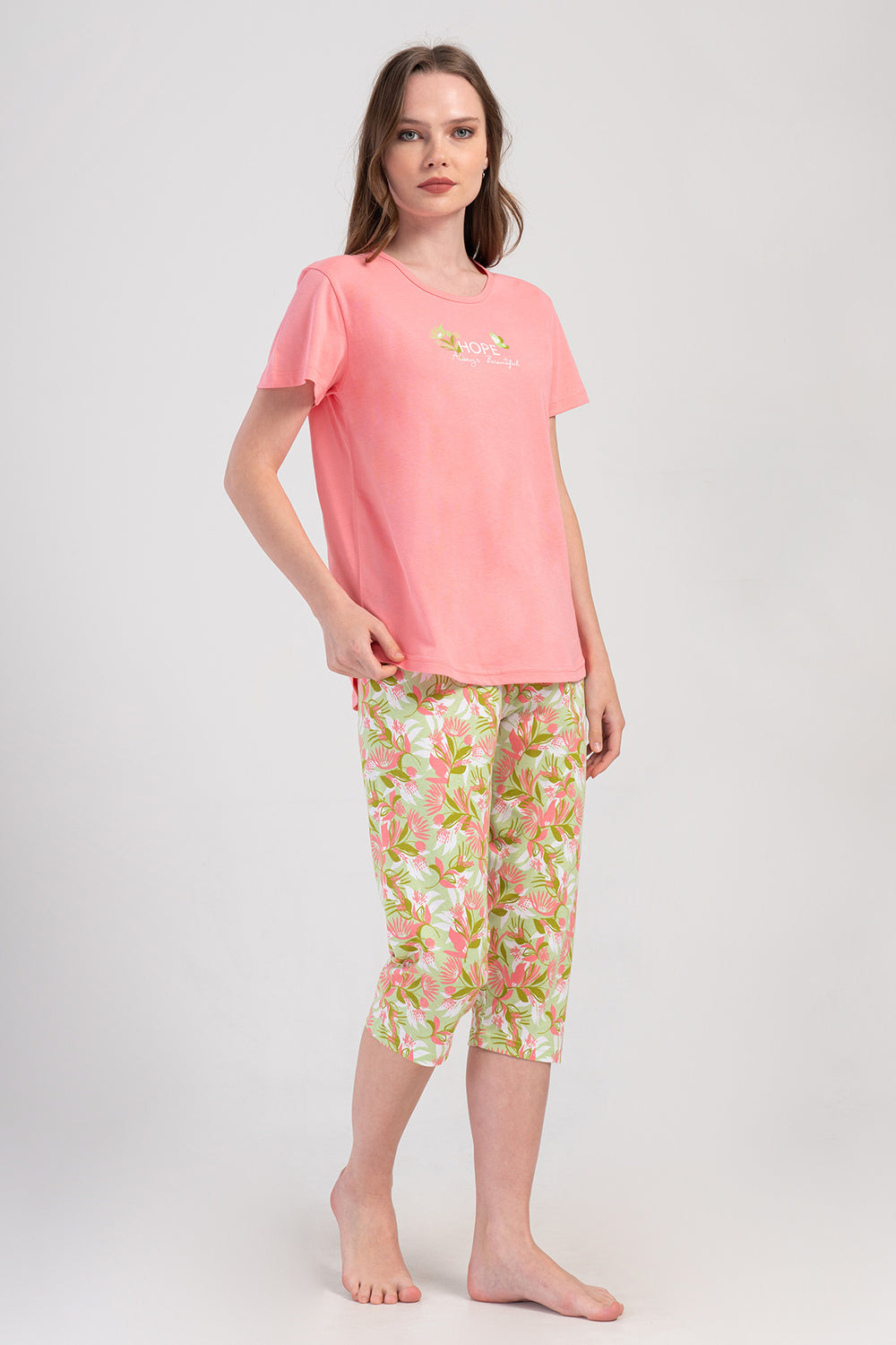 Woman Supreme Lase Short Sleeve Capri Set