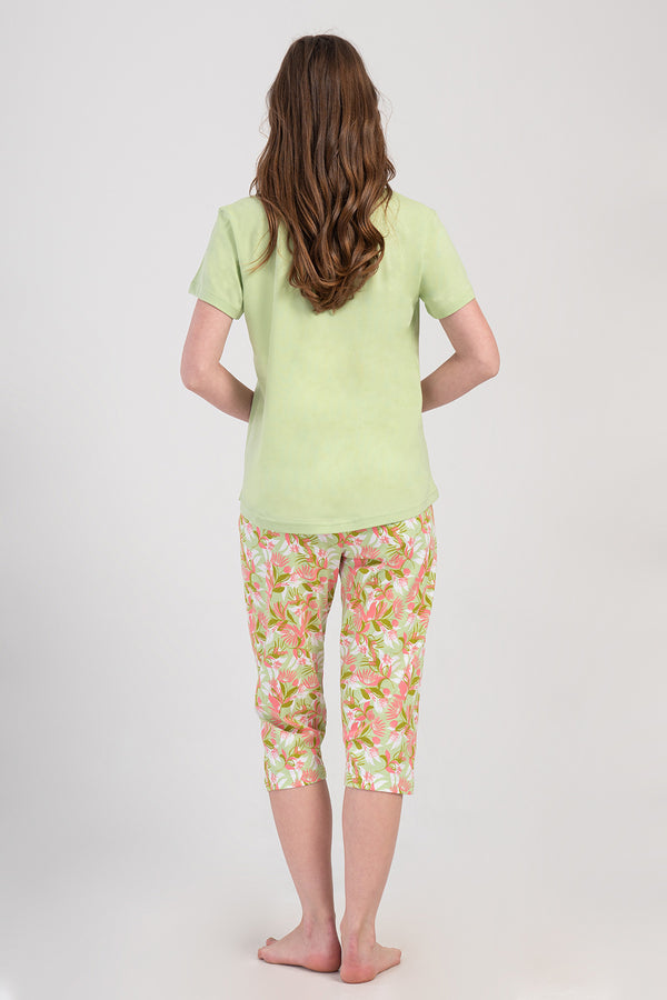 Woman Supreme Lase Short Sleeve Capri Set