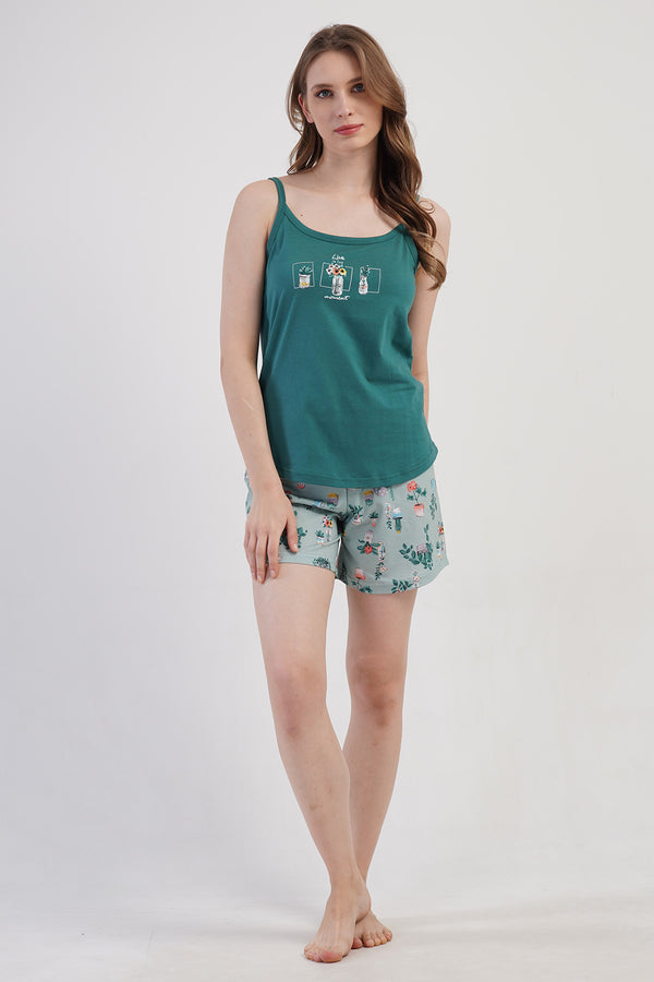 Woman Supreme Kima Thin Strap Short Set - Vienetta1.GrupYESIL