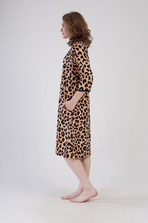 Woman Supreme Big Size Leopard Poor Sleeve Home Dress