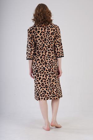 Woman Supreme Big Size Leopard Poor Sleeve Home Dress