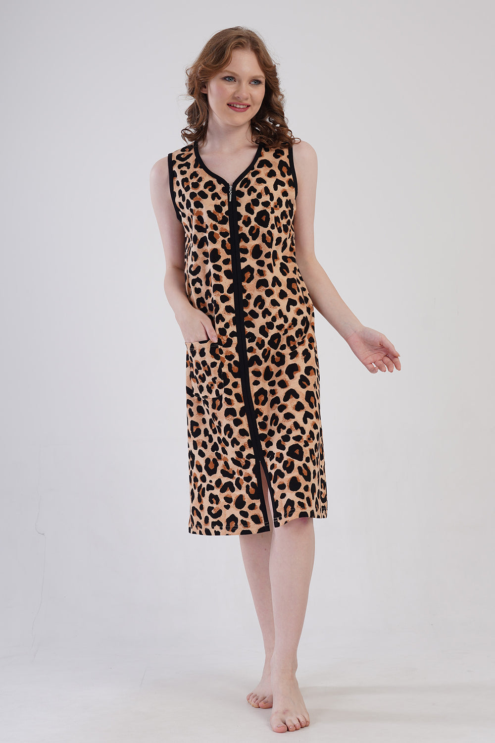Woman Supreme Leopard Sleeveless Home Dress