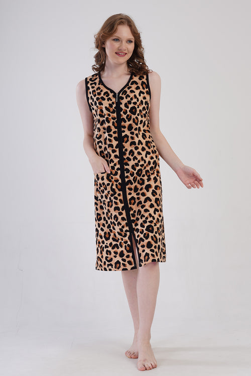 Woman Supreme Leopard Sleeveless Home Dress