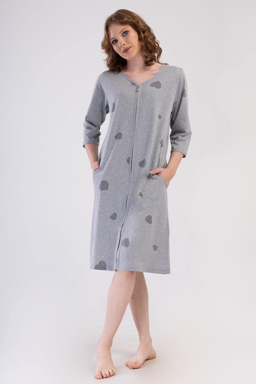 KADIN XXL EV ELBISESI SUPREM 409165 - Vienetta1.GrupGRAY MELANGE