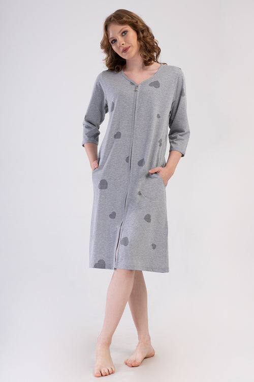 KADIN XXL EV ELBISESI SUPREM 409165 - Vienetta1.GrupGRAY MELANGE