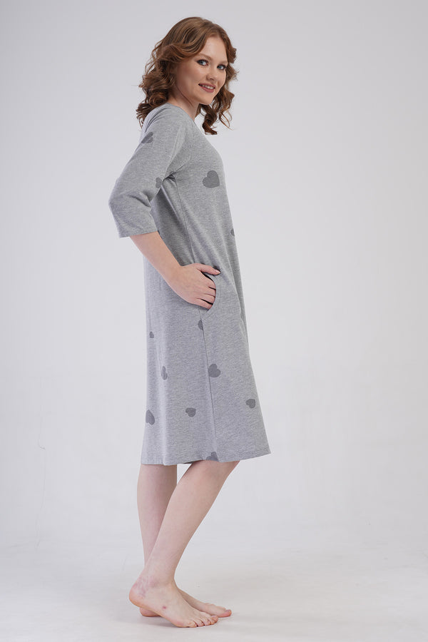 KADIN XXL EV ELBISESI SUPREM 409165 - Vienetta1.GrupGRAY MELANGE