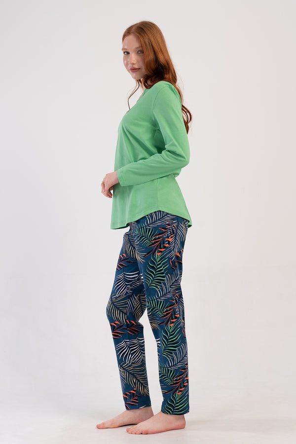 KADIN P.SUPREM O YAKA UZUN KOL ETEGI OVAL PIJAMA TAKIM - Vienetta1.GrupTURUNCU