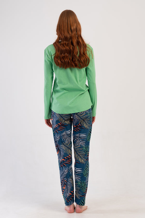 KADIN P.SUPREM O YAKA UZUN KOL ETEGI OVAL PIJAMA TAKIM - Vienetta1.GrupTURUNCU